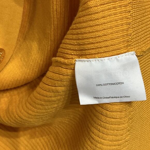Tory Burch Mustard Yellow Shrunken Simone Ribbed Cardigan Sz S - Picture 7 of 12